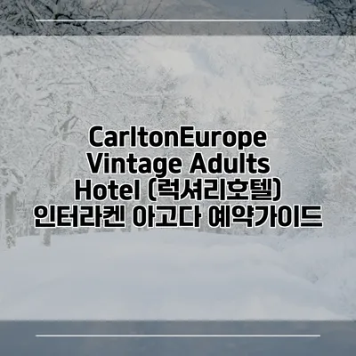 CarltonEurope Vintage Adults Hotel (럭셔리호텔) 인터라켄 아고다 예약가이드