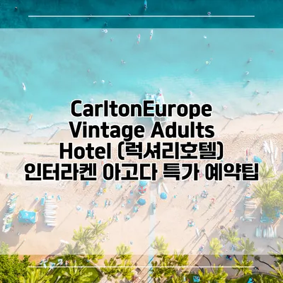 CarltonEurope Vintage Adults Hotel (럭셔리호텔) 인터라켄 아고다 특가 예약팁