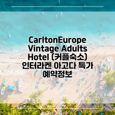 CarltonEurope Vintage Adults Hotel (커플숙소) 인터라켄 아고다 특가 예약정보