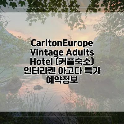 CarltonEurope Vintage Adults Hotel (커플숙소) 인터라켄 아고다 특가 예약정보