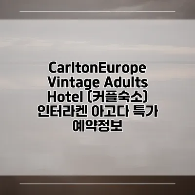 CarltonEurope Vintage Adults Hotel (커플숙소) 인터라켄 아고다 특가 예약정보