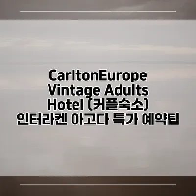 CarltonEurope Vintage Adults Hotel (커플숙소) 인터라켄 아고다 특가 예약팁
