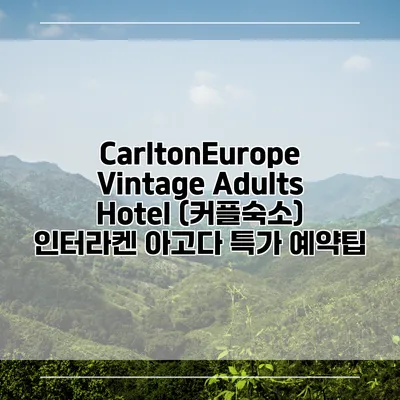 CarltonEurope Vintage Adults Hotel (커플숙소) 인터라켄 아고다 특가 예약팁