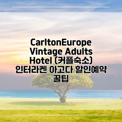 CarltonEurope Vintage Adults Hotel (커플숙소) 인터라켄 아고다 할인예약 꿀팁
