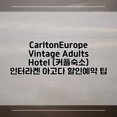 CarltonEurope Vintage Adults Hotel (커플숙소) 인터라켄 아고다 할인예약 팁