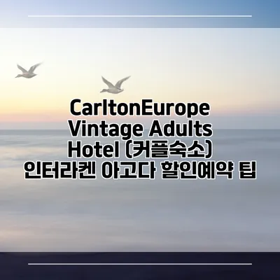 CarltonEurope Vintage Adults Hotel (커플숙소) 인터라켄 아고다 할인예약 팁