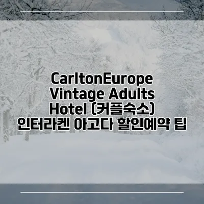 CarltonEurope Vintage Adults Hotel (커플숙소) 인터라켄 아고다 할인예약 팁