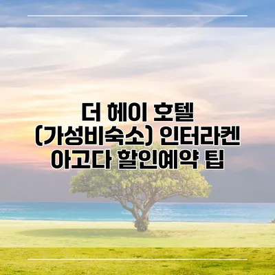 더 헤이 호텔 (가성비숙소) 인터라켄 아고다 할인예약 팁