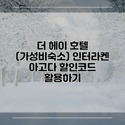 더 헤이 호텔 (가성비숙소) 인터라켄 아고다 할인코드 활용하기
