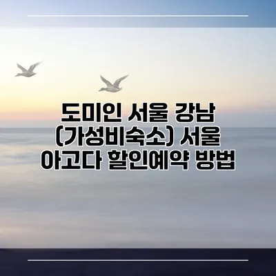 도미인 서울 강남 (가성비숙소) 서울 아고다 할인예약 방법