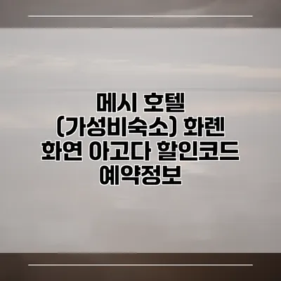 메시 호텔 (가성비숙소) 화롄 화연 아고다 할인코드 예약정보