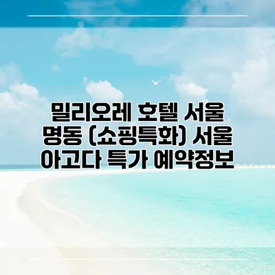 밀리오레 호텔 서울 명동 (쇼핑특화) 서울 아고다 특가 예약정보