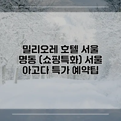 밀리오레 호텔 서울 명동 (쇼핑특화) 서울 아고다 특가 예약팁