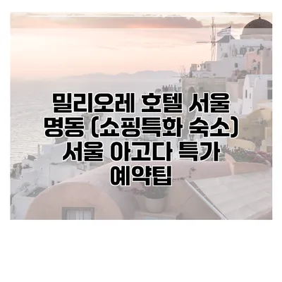 밀리오레 호텔 서울 명동 (쇼핑특화 숙소) 서울 아고다 특가 예약팁