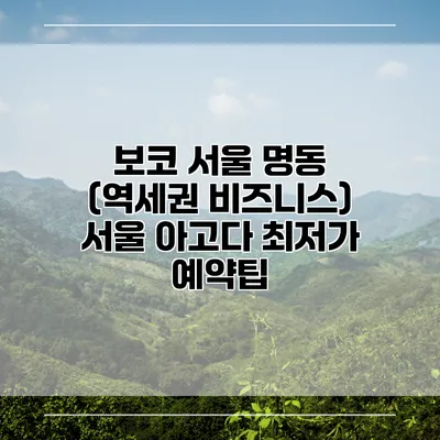 보코 서울 명동 (역세권 비즈니스) 서울 아고다 최저가 예약팁