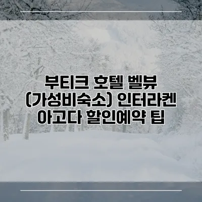 부티크 호텔 벨뷰 (가성비숙소) 인터라켄 아고다 할인예약 팁