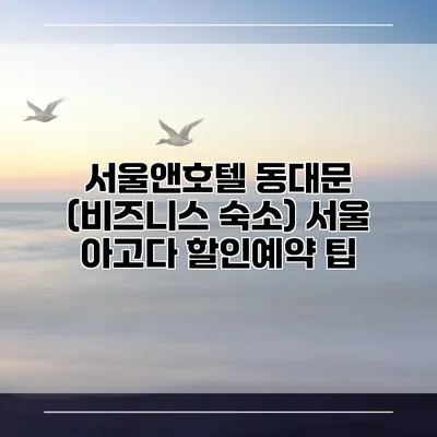 서울앤호텔 동대문 (비즈니스 숙소) 서울 아고다 할인예약 팁