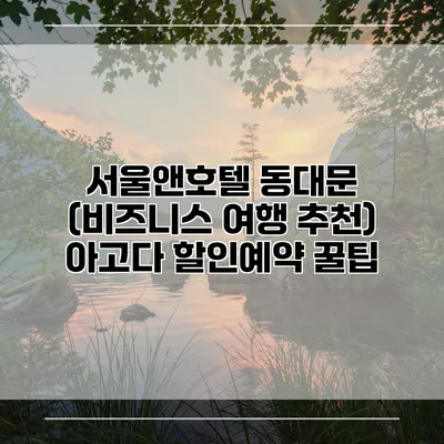 서울앤호텔 동대문 (비즈니스 여행 추천) 아고다 할인예약 꿀팁