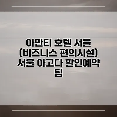 아만티 호텔 서울 (비즈니스 편의시설) 서울 아고다 할인예약 팁