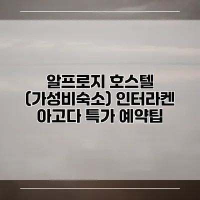 알프로지 호스텔 (가성비숙소) 인터라켄 아고다 특가 예약팁
