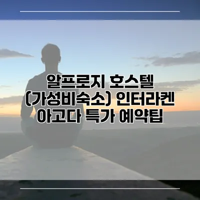 알프로지 호스텔 (가성비숙소) 인터라켄 아고다 특가 예약팁