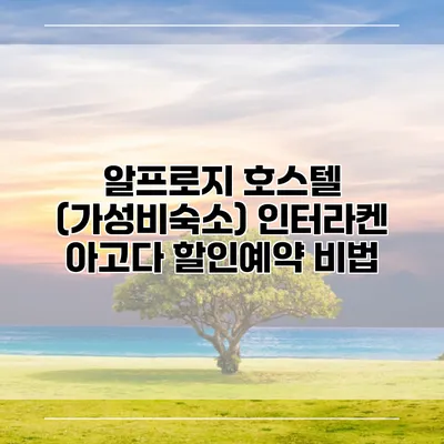 알프로지 호스텔 (가성비숙소) 인터라켄 아고다 할인예약 비법