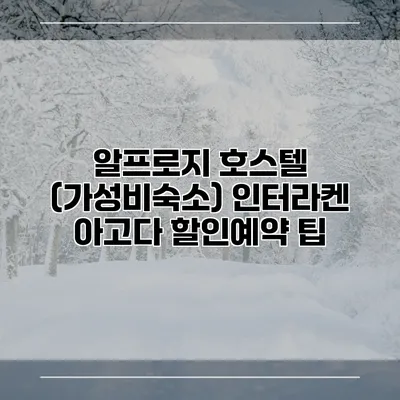 알프로지 호스텔 (가성비숙소) 인터라켄 아고다 할인예약 팁