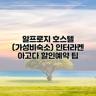 알프로지 호스텔 (가성비숙소) 인터라켄 아고다 할인예약 팁
