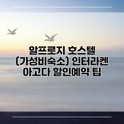 알프로지 호스텔 (가성비숙소) 인터라켄 아고다 할인예약 팁