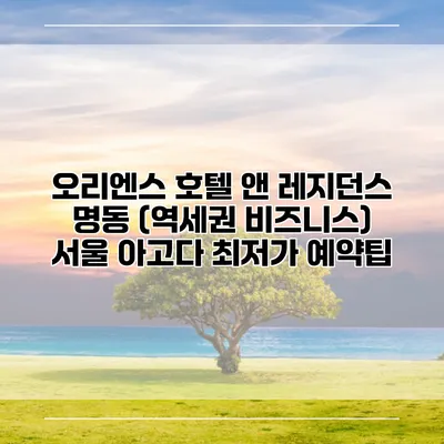 오리엔스 호텔 앤 레지던스 명동 (역세권 비즈니스) 서울 아고다 최저가 예약팁
