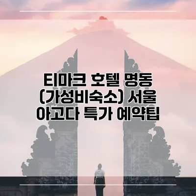 티마크 호텔 명동 (가성비숙소) 서울 아고다 특가 예약팁