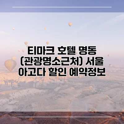 티마크 호텔 명동 (관광명소근처) 서울 아고다 할인 예약정보