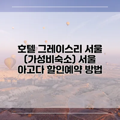 호텔 그레이스리 서울 (가성비숙소) 서울 아고다 할인예약 방법