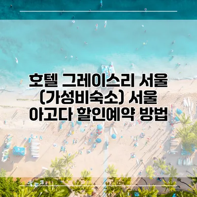호텔 그레이스리 서울 (가성비숙소) 서울 아고다 할인예약 방법