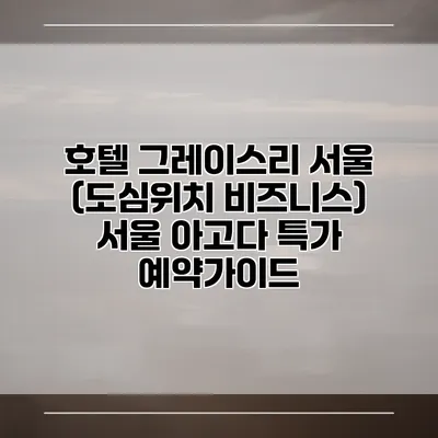 호텔 그레이스리 서울 (도심위치 비즈니스) 서울 아고다 특가 예약가이드