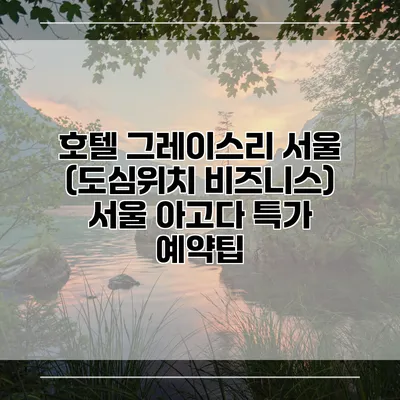 호텔 그레이스리 서울 (도심위치 비즈니스) 서울 아고다 특가 예약팁