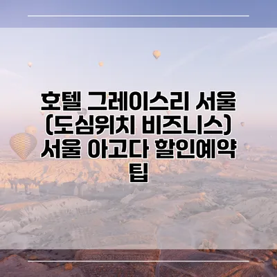 호텔 그레이스리 서울 (도심위치 비즈니스) 서울 아고다 할인예약 팁