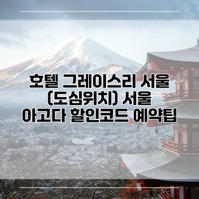 호텔 그레이스리 서울 (도심위치) 서울 아고다 할인코드 예약팁