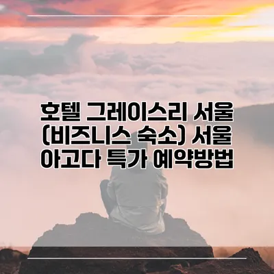 호텔 그레이스리 서울 (비즈니스 숙소) 서울 아고다 특가 예약방법