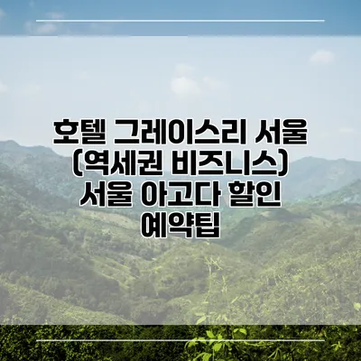 호텔 그레이스리 서울 (역세권 비즈니스) 서울 아고다 할인 예약팁