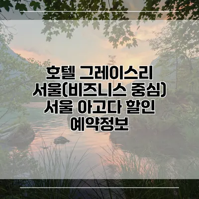 호텔 그레이스리 서울(비즈니스 중심) 서울 아고다 할인 예약정보