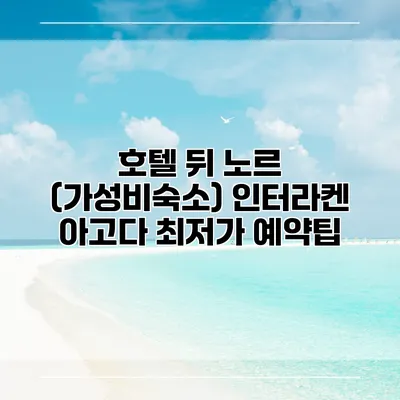 호텔 뒤 노르 (가성비숙소) 인터라켄 아고다 최저가 예약팁