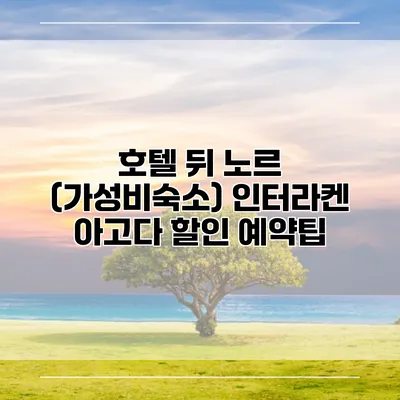 호텔 뒤 노르 (가성비숙소) 인터라켄 아고다 할인 예약팁