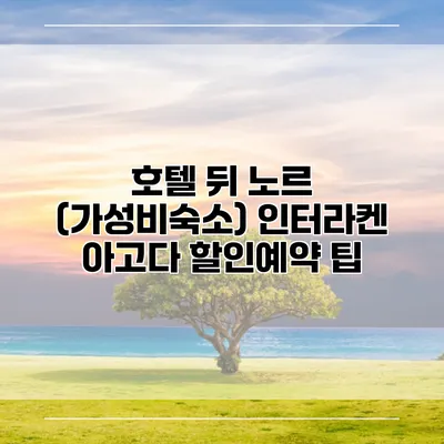 호텔 뒤 노르 (가성비숙소) 인터라켄 아고다 할인예약 팁
