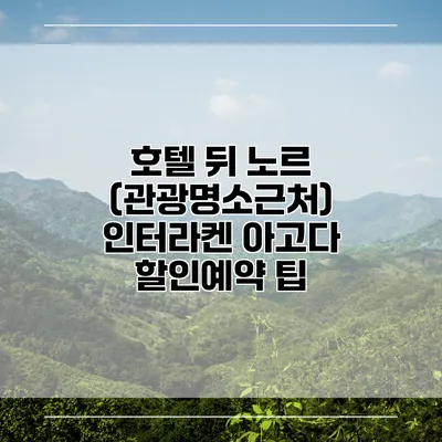 호텔 뒤 노르 (관광명소근처) 인터라켄 아고다 할인예약 팁