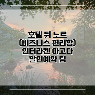 호텔 뒤 노르 (비즈니스 편리함) 인터라켄 아고다 할인예약 팁