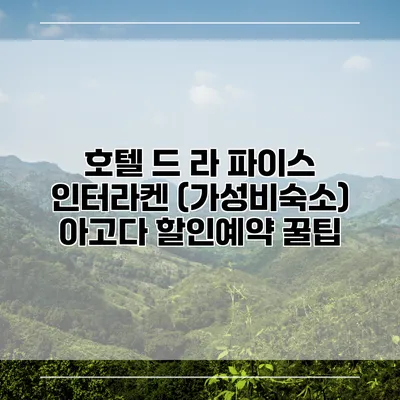 호텔 드 라 파이스 인터라켄 (가성비숙소) 아고다 할인예약 꿀팁