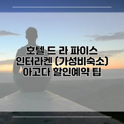 호텔 드 라 파이스 인터라켄 (가성비숙소) 아고다 할인예약 팁