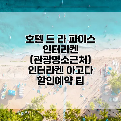 호텔 드 라 파이스 인터라켄 (관광명소근처) 인터라켄 아고다 할인예약 팁