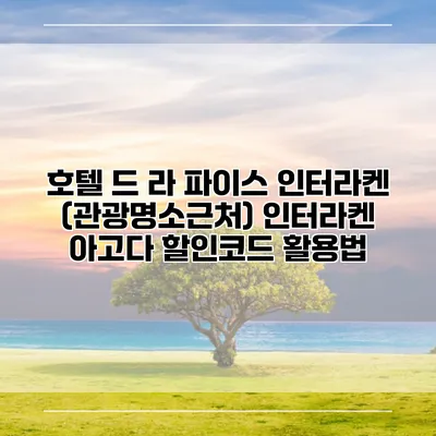 호텔 드 라 파이스 인터라켄 (관광명소근처) 인터라켄 아고다 할인코드 활용법